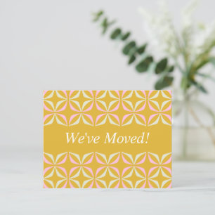 Mid-Mod-Geometrie Gelb Pink Neue Adresse Wir Sind Postkarte