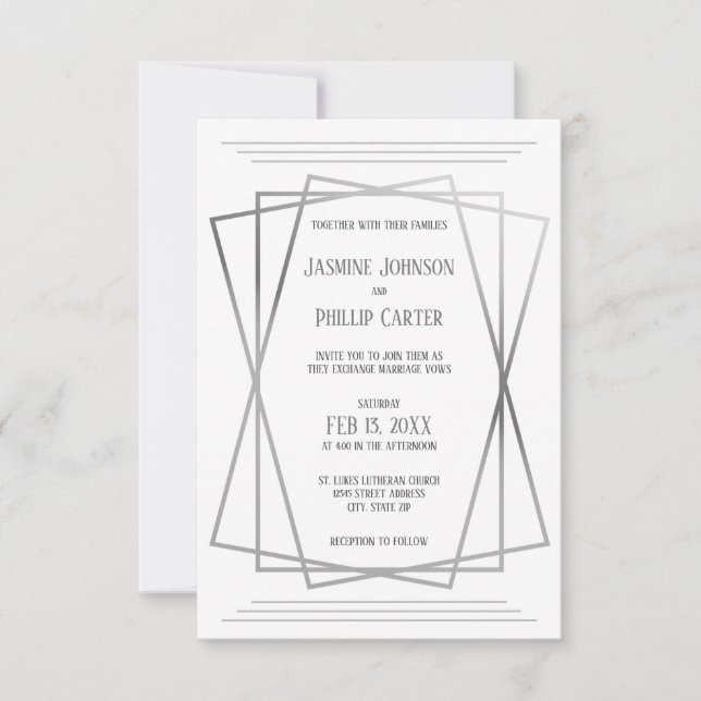 Mid Mod Gray Design - 3x5 Einladung zur Hochzeit (Vorderseite)
