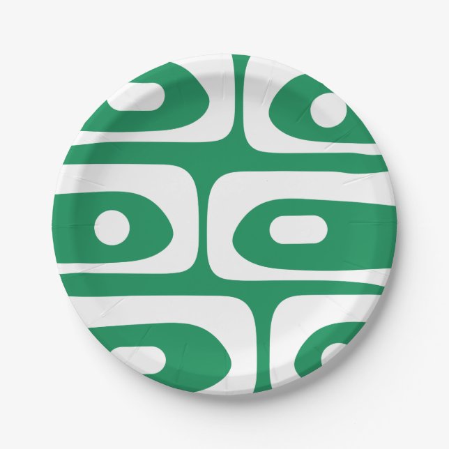 Mid Mod Piquet Pattern Kelly Green und White Pappteller (Vorderseite)