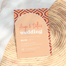 Mid Modern Orange Retro Arch Wedding