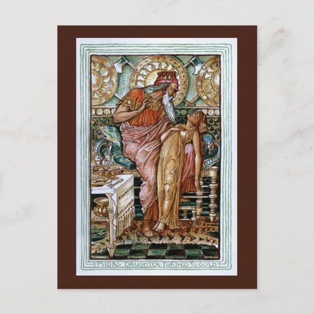 Midas' Tochter wird Gold Postkarte (Vorderseite)