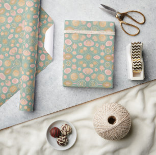 Midcentury-Atom-Girlanden Festives Retro-Muster Geschenkpapier