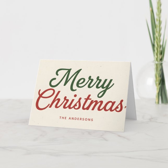 Midcentury-Chic-Script Frohe Weihnachten (Vorderseite)