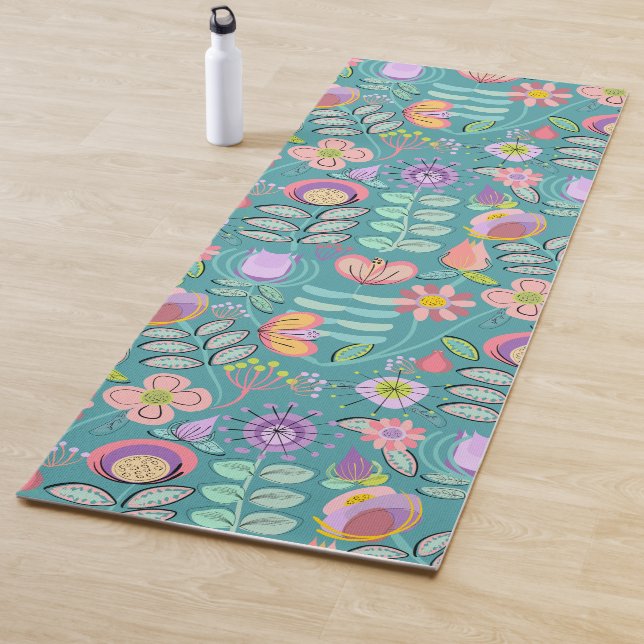 Midcentury Floral Green Yogamatte (Beispiel)