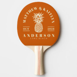 MidCentury Kürbis Tropische Ananas Hochzeitswappen Tischtennis Schläger