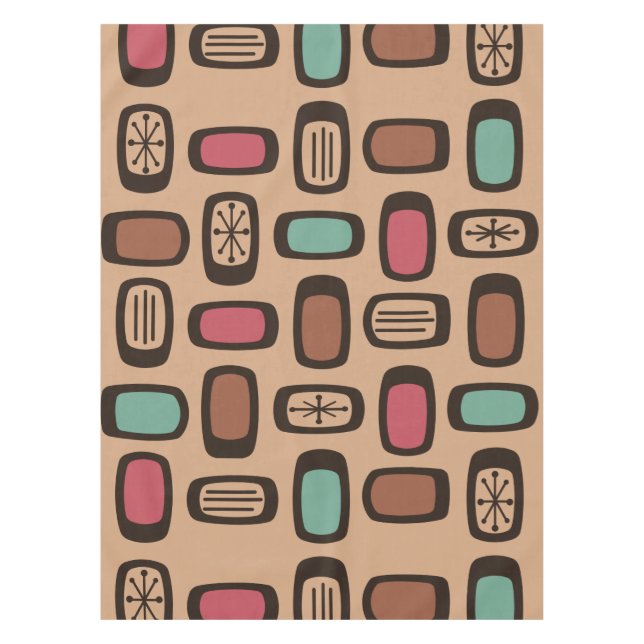 Midcentury MCM Rounded Rectangles Christmas Cookie Tischdecke (Vorderseite)