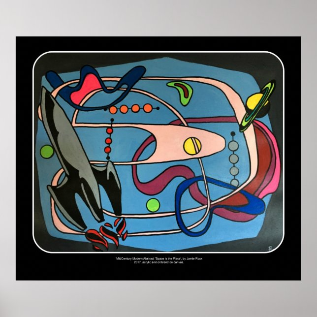"MidCentury Mod Space ist das Place-Gemälde auf ei Poster (Vorne)