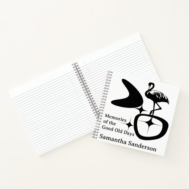 MidCentury Modern Flamingo Atomic Retro Maßgeschne Notizbuch (Innenseite)