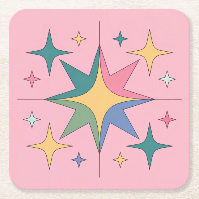 MidCentury Modern Pink Untersetzer Set (Vorderseite)