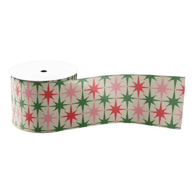 Midcentury Modern Retro Christmas Starbursts Ripsband (Spule)