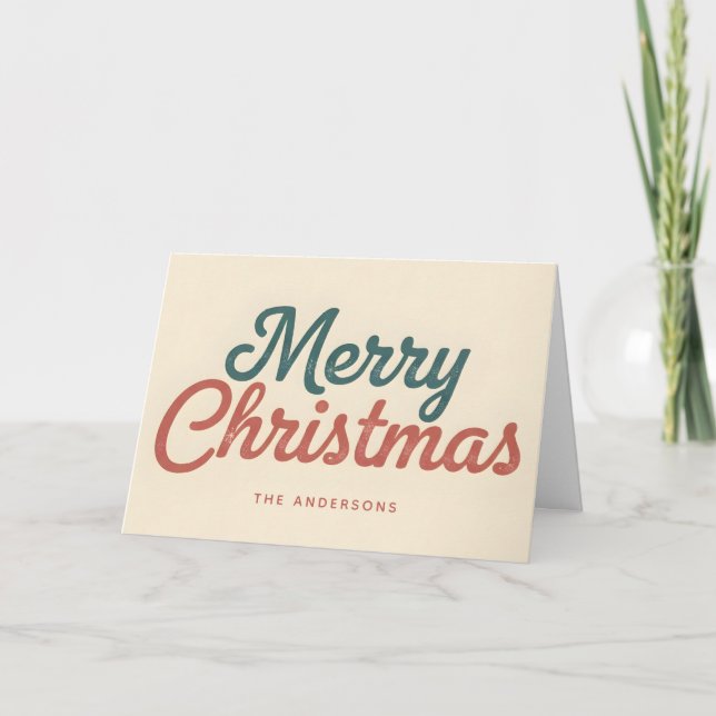 Midcentury Modern Script Merry Christmas Feiertagskarte (Vorderseite)