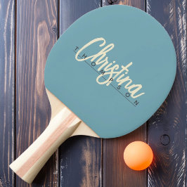 MidCentury Modern Warm Aqua Nachmittag Gemälde Nam Tischtennis Schläger