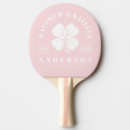 MidCentury Pink Whisper Irisches Kleeblatt Hochzei Tischtennis Schläger