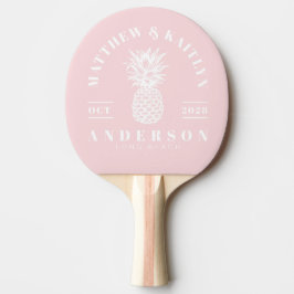 MidCentury Pink Whisper Tropische Ananas Hochzeit Tischtennis Schläger