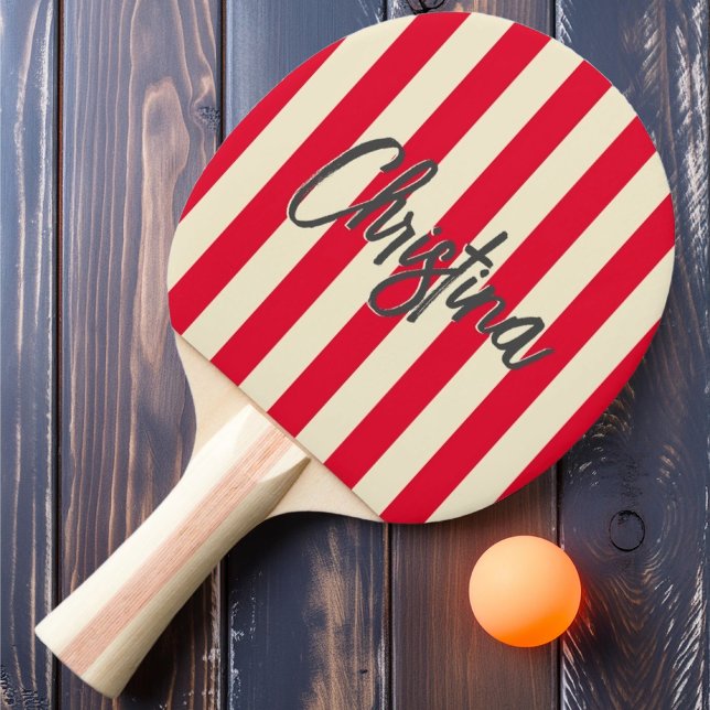 MidCentury Polo Stripe Cherry Picking Pink Painted Tischtennis Schläger (Von Creator hochgeladen)