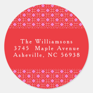 MidCentury Red Pink Niedliche Weihnachtsfeier Rück Runder Aufkleber