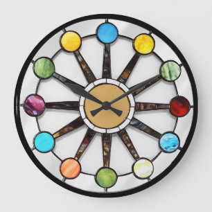 Midcentury stained glass clock große wanduhr
