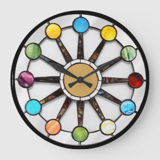 Midcentury stained glass clock große wanduhr