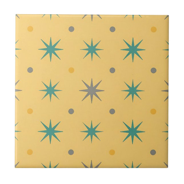 Midcentury Starburst Seamless Pattern Fliese (Vorderseite)