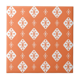 Midcentury Starbursts Diamonds Orange Fliese