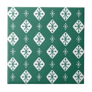 Midcentury Starbursts Diamonds Teal Fliese