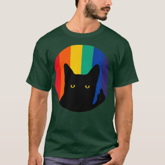 Middle Finger Cat im Regenbogenkreis T-Shirt