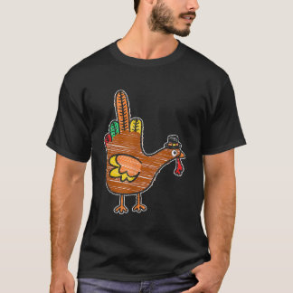Middle Finger Erntedank Turkey Kids Bird Drawin T-Shirt