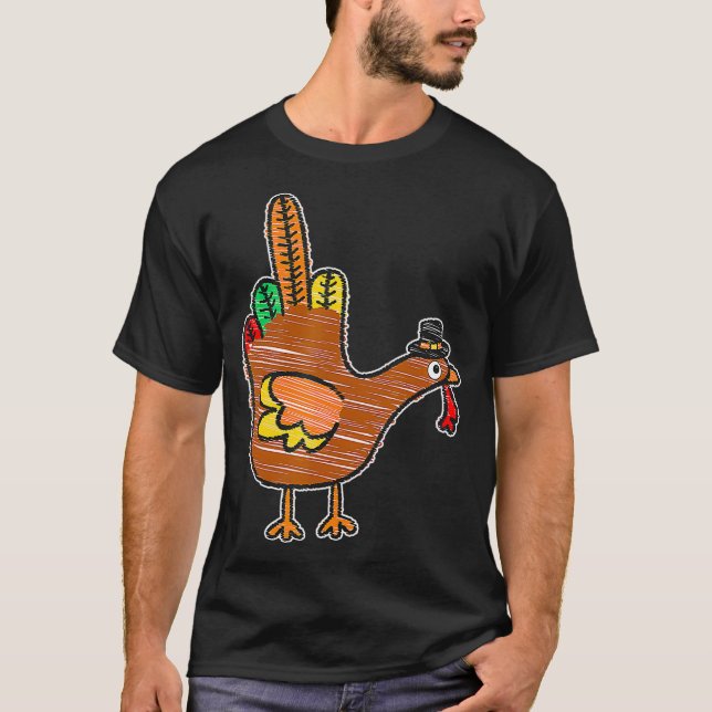 Middle Finger Erntedank Turkey Kids Bird T-Shirt (Vorderseite)