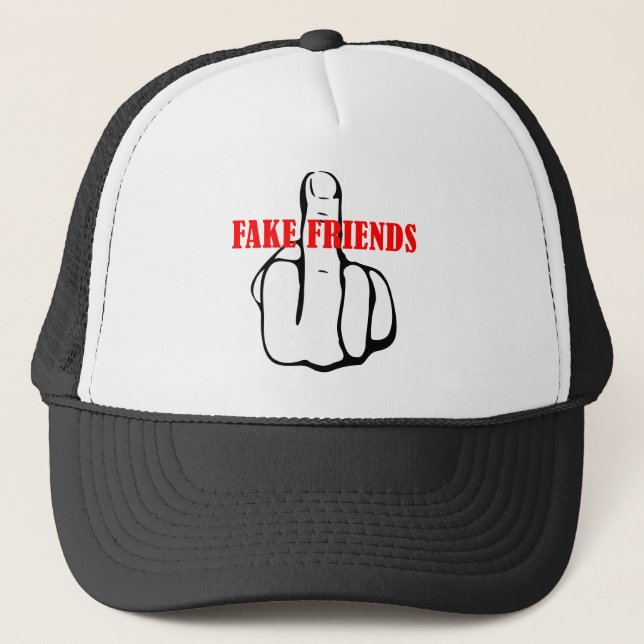 Middle Finger Fake Friends Truckerkappe (Vorderseite)
