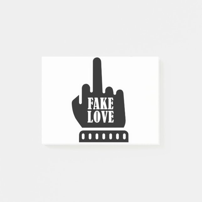 Middle Finger Fake Liebe Post-it Klebezettel (Vorderseite)