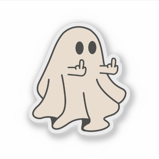 Middle Finger Ghost, Spooky Ghost Halloween Aufkleber (Vorderseite)