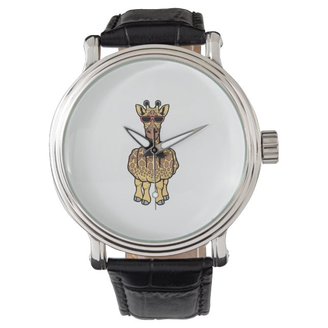 Middle Finger Giraffe Funny Offensive Rude Safari Armbanduhr (Vorderseite)