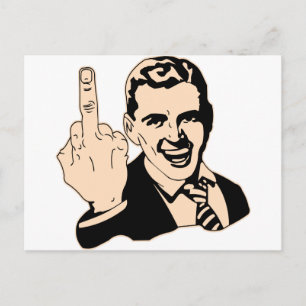 Middle Finger Salute Retro Postkarte