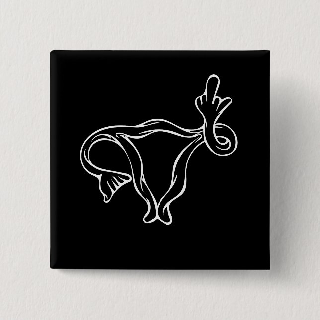 Middle Finger Uterus Pro choice Button (Vorderseite)