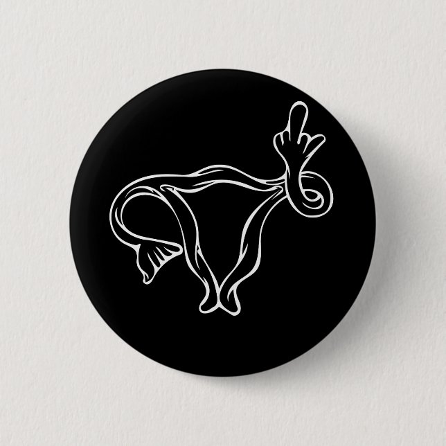 Middle Finger Uterus Pro-choice Button (Vorderseite)