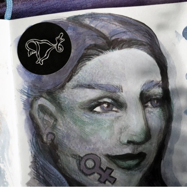 Middle Finger Uterus Pro-choice Runder Aufkleber (Von Creator hochgeladen)