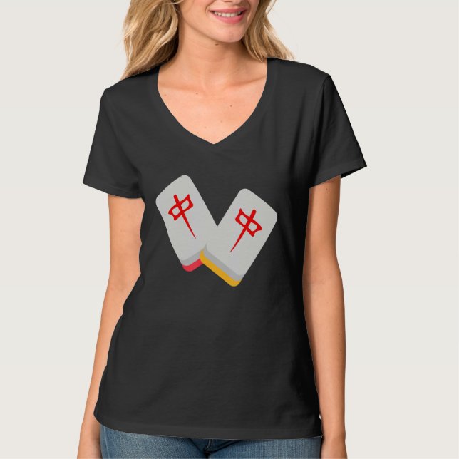 Middle Mahjong Tile Funny Closing Medium Mahjong T-Shirt (Vorderseite)