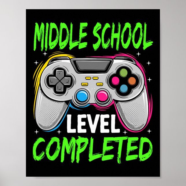 Middle School Level Complete Gamer Cl Of 2025 Grad Poster (Vorne)