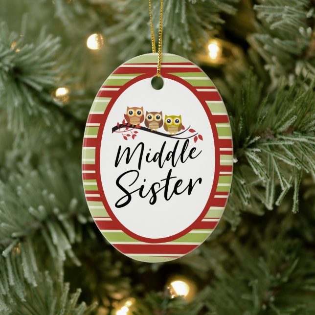 Middle Sister Three Owls Matching Sister Keramik Ornament (Baum)