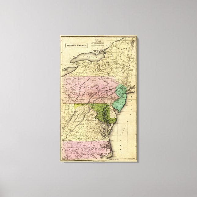 Middle Staaten Olney Map Leinwanddruck (Vorderseite)