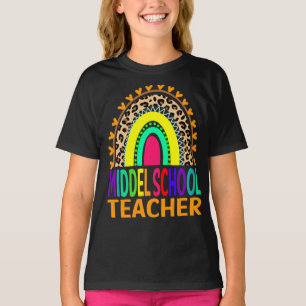 Middle Sxhool Teacher Rainbow Leopard T-Shirt