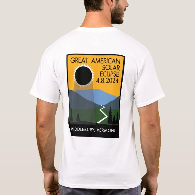 Middlebury, VT Eclipse Travel Poster T-Shirt (Rückseite)