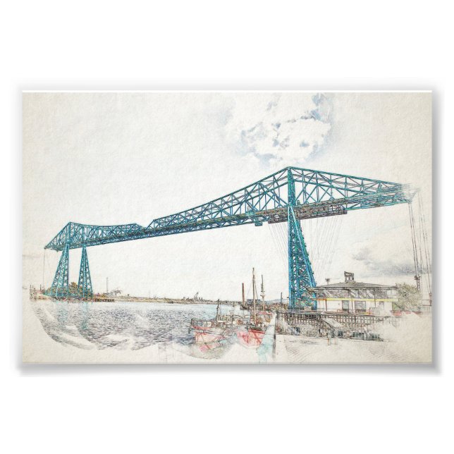 Middlesbrough Transporter Bridge Künstlerische Ski Fotodruck (Vorne)