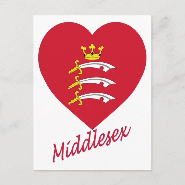 Middlesex Flag Herz mit Name Postkarte (Vorderseite)