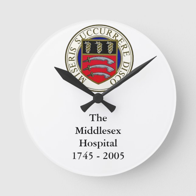 Middlesex Hospital Clock mit Wortlaut Runde Wanduhr (Vorderseite)