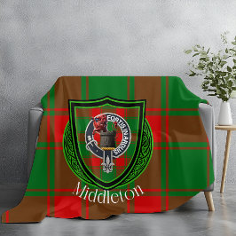 Middleton Scottish Clan Tartan Crest Fleecedecke
