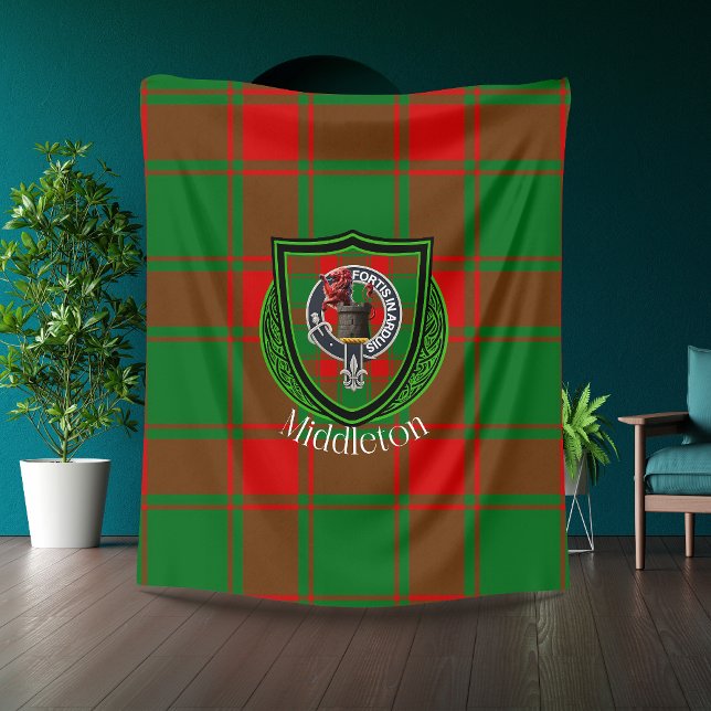 Middleton Scottish Clan Tartan Crest Fleecedecke (Von Creator hochgeladen)