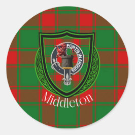 Middleton Scottish Clan Tartan & Crest Runder Aufkleber