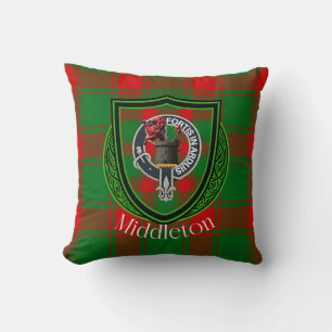 Middleton Scottish Clan Tartan & Wappen Kissen