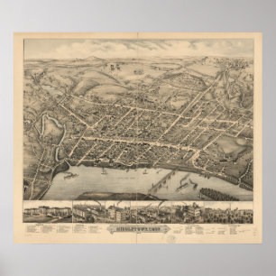 Middletown Connecticut 1877 antike panoramische Poster